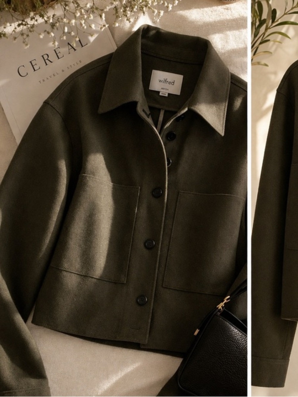 Wilfred Aritzia Utility Jacket 🤍 Dark Green Chic Minimalist”